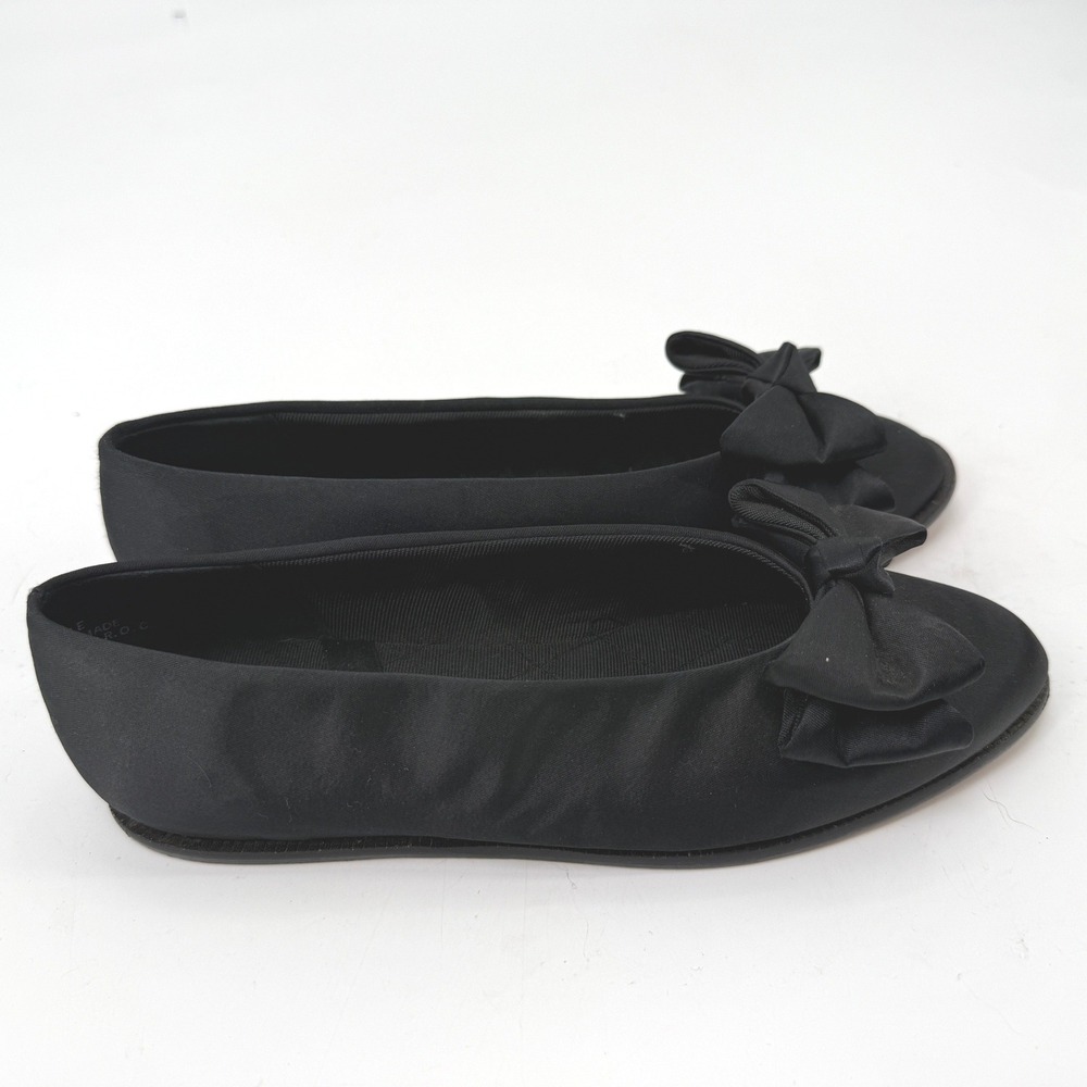Vintage Esprit‎ Ballet Flats Womens 7.5 Coquette Balletcore Satin Bow Black